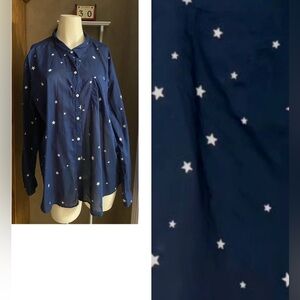 Old Navy Classic Navy Stars Classic 4th of July Patriotic Button Shirt Size XXL